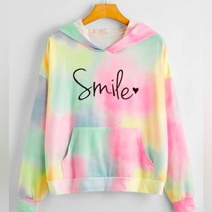 Tie Dye Letter Graphic Kangaroo Pocket hoodie